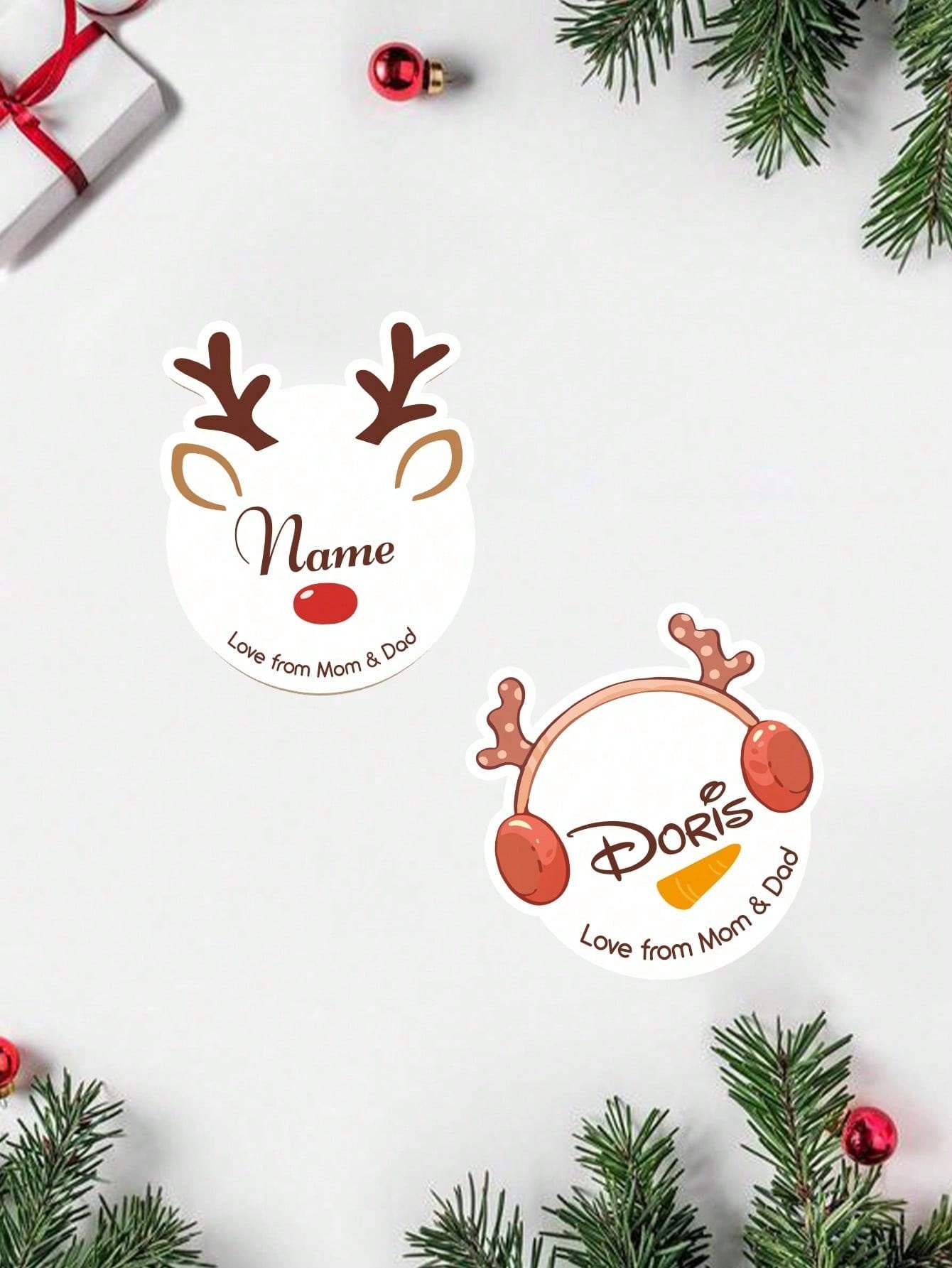 Personalized Christmas Stickers, Custom Name Label Stickers, Christmas Decorations